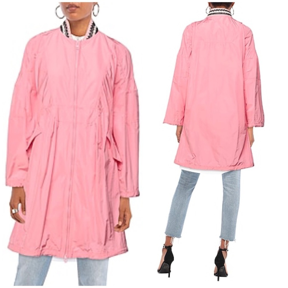 NWT Ermanno Scervino Pink Full Zip Parka Jacket Windbreaker Sz 40